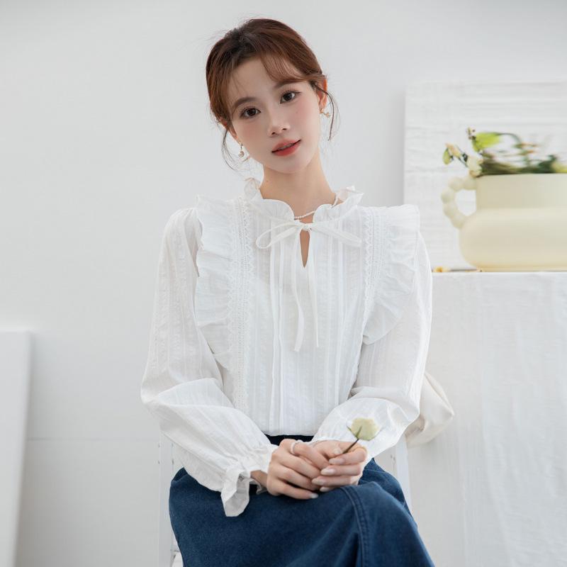 Korean V-Neck Long-Sleeve White Top with Lace-Up and Ruffle Design - Spring 2026 New Arrival Large білий
Korean V-Neck Long-Sleeve White Top with Lace-Up and Ruffle Design - Spring 2026 New Arrival Large білий