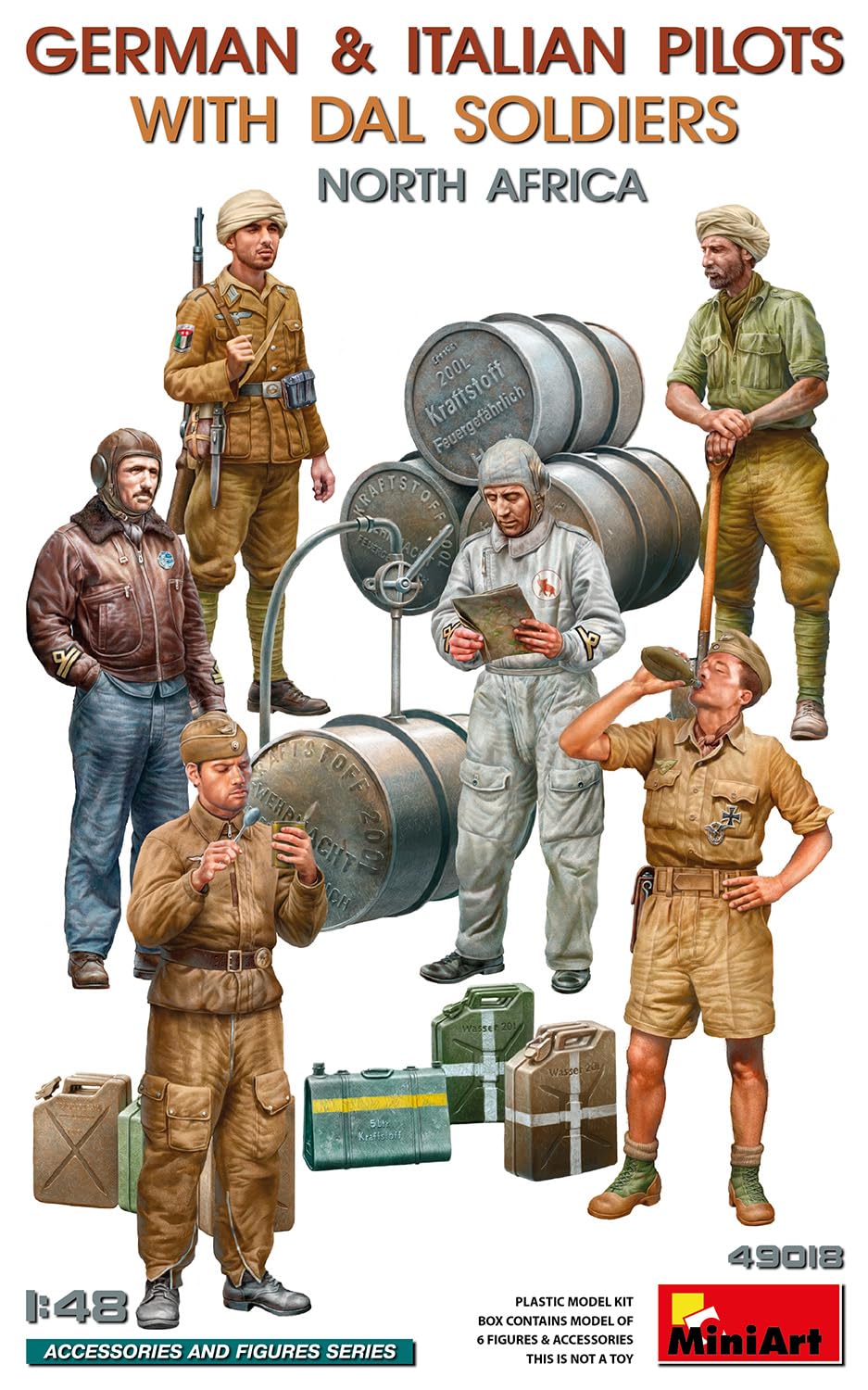 Miniart German Italian Pilots Soldiers Set North Africa Plastic Model MA49018 1/48 & w/DAL (People)
Miniart German Italian Pilots Soldiers Set North Africa Plastic Model MA49018 1/48 & w/DAL (People)