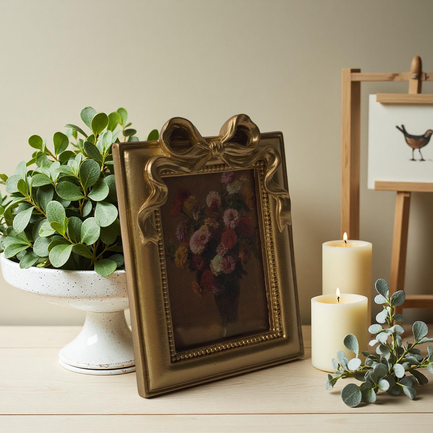 French Retro Gold Resin Photo Frame with Butterfly Knot for Tabletop or Wall Display conventional
French Retro Gold Resin Photo Frame with Butterfly Knot for Tabletop or Wall Display conventional