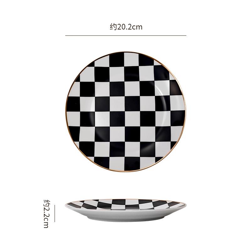 Nordic Simple Plaid Plate with Golden Edge Dessert and Snack Tableware with Black and White Plaid Set From Plate Tableware
Nordic Simple Plaid Plate with Golden Edge Dessert and Snack Tableware with Black and White Plaid Set From Plate Tableware