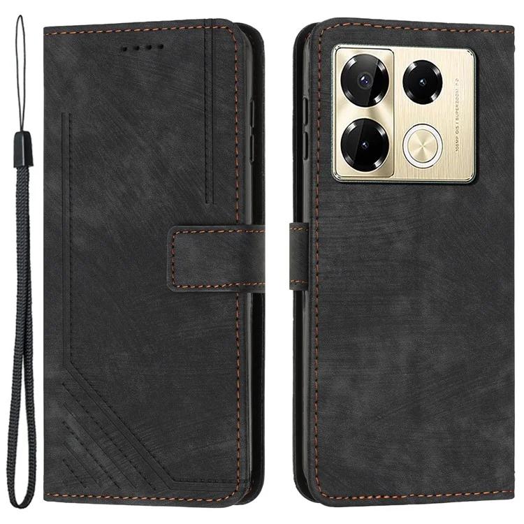 Чехол для Infinix Note 40 Pro 5G / 4G с тиснеными линиями из искусственной кожи - черный 
Чехол для Infinix Note 40 Pro 5G / 4G с тиснеными линиями из искусственной кожи - черный