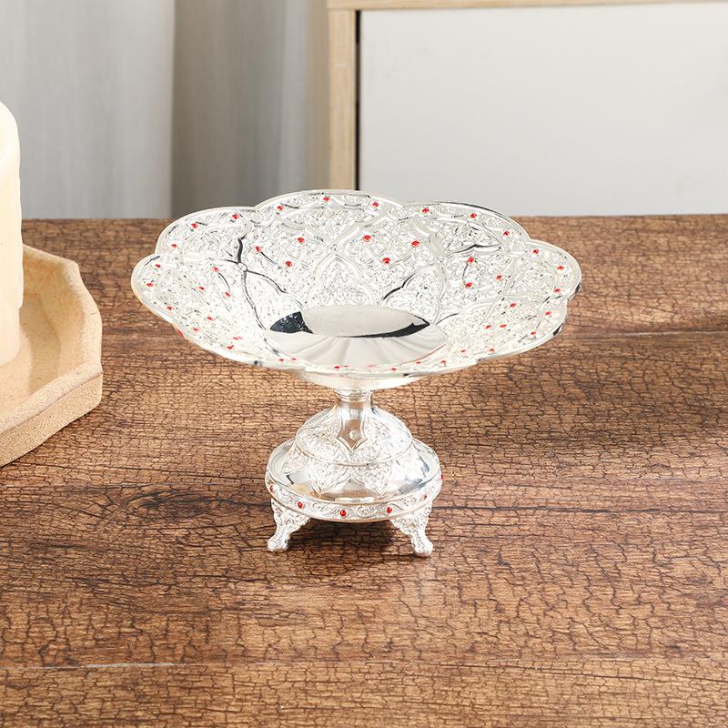 Роскошный инкрустированный рубином серебряный поднос с фруктами, украшенный КТВ, поднос с фруктами, поднос с фруктами для закусок, димсам 
Роскошный инкрустированный рубином серебряный поднос с фруктами, украшенный КТВ, поднос с фруктами, поднос с фруктами для закусок, димсам