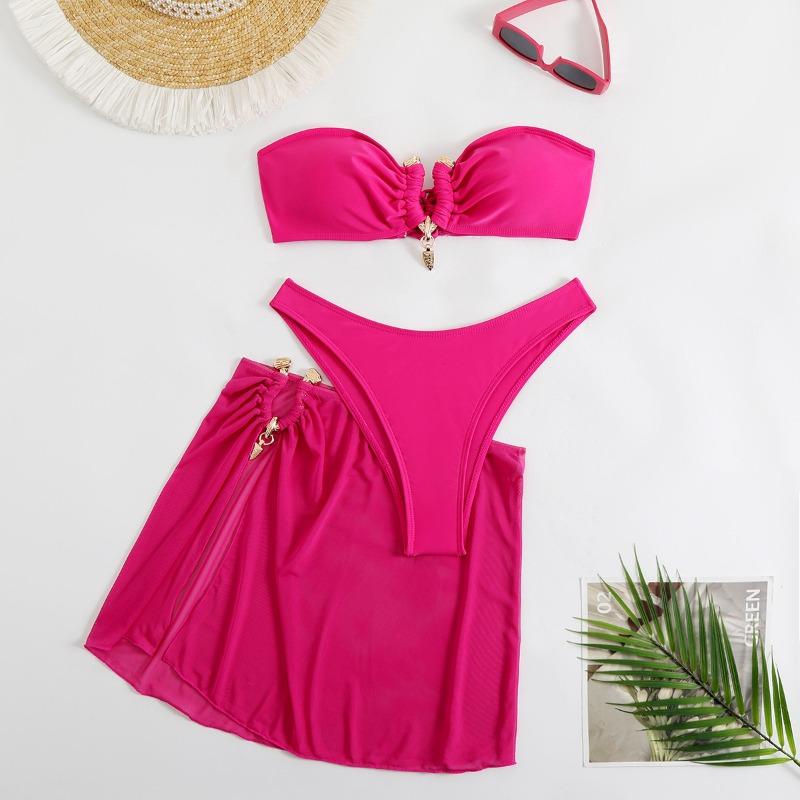 New European and American Swimsuit, Three-piece Set of Solid Color Metal Buckle Women s Split Bikini Swimsuit XL червоний
New European and American Swimsuit, Three-piece Set of Solid Color Metal Buckle Women s Split Bikini Swimsuit XL червоний