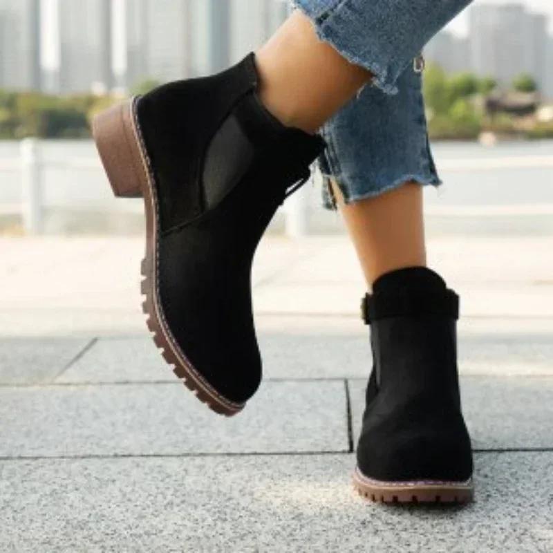 Ladies Shoes 2025 Hot Sale Buckle Women s Boots Autumn Round Toe Solid Flock Short Barrel Chunky Heels Retro Concise Boots 35
Ladies Shoes 2025 Hot Sale Buckle Women s Boots Autumn Round Toe Solid Flock Short Barrel Chunky Heels Retro Concise Boots 35