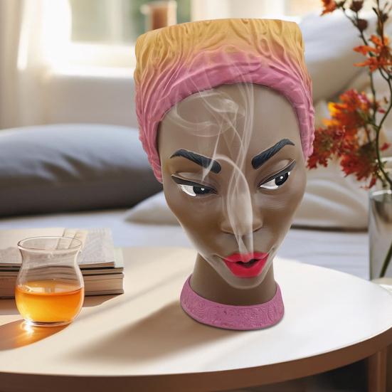 Black Woman Incense Burner African Queen Head Incense Stick Cone Holder Home Office Yoga Meditation Room Desktop Decoration Ornament рожевий
Black Woman Incense Burner African Queen Head Incense Stick Cone Holder Home Office Yoga Meditation Room Desktop Decoration Ornament рожевий