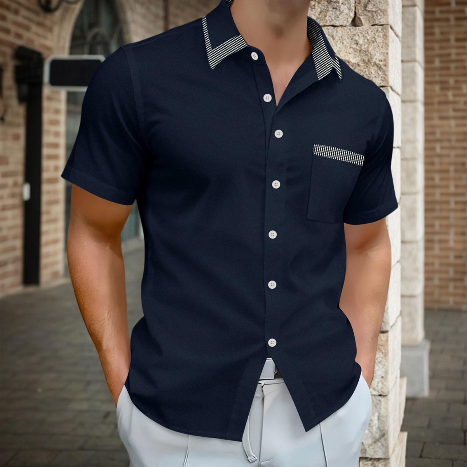 Mens Short Sleeve Dress Shirts Casual Wrinkle Free Button Down Shirts Striped Collar Vacation Beach Summer Tops XXL Темно-синій
Mens Short Sleeve Dress Shirts Casual Wrinkle Free Button Down Shirts Striped Collar Vacation Beach Summer Tops XXL Темно-синій