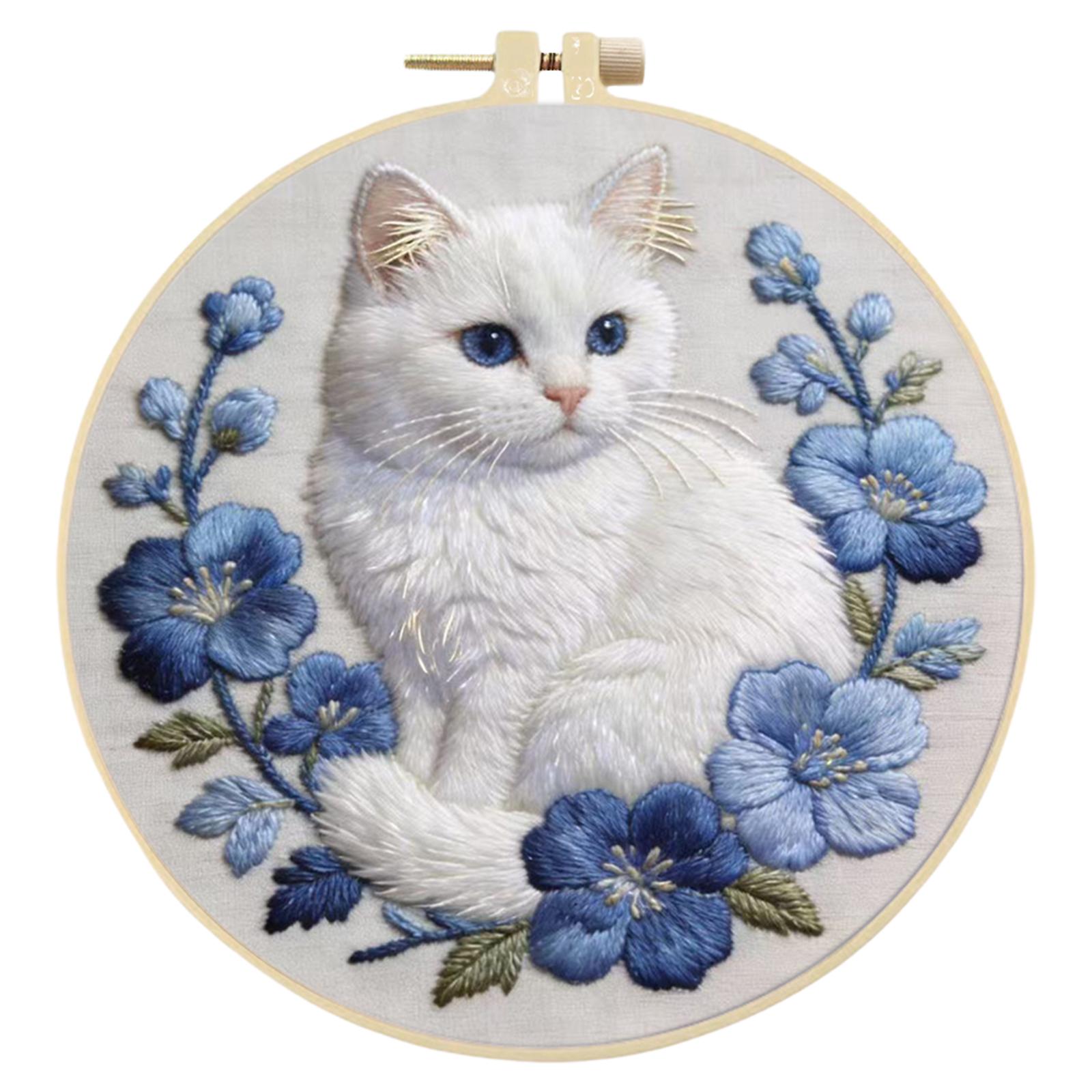 Cat DIY Stamped Embroidery Stitches Practice Kit with Embroidery Hoop Embroidery Starter Kit 30x30cm for Adults
Cat DIY Stamped Embroidery Stitches Practice Kit with Embroidery Hoop Embroidery Starter Kit 30x30cm for Adults