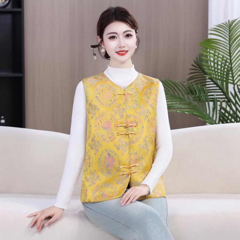 2026 Spring Frog Button Jacquard Vest for Fashionable Middle-aged Women: Chinese National Style XL (90-105 kg) жовтий
2026 Spring Frog Button Jacquard Vest for Fashionable Middle-aged Women: Chinese National Style XL (90-105 kg) жовтий