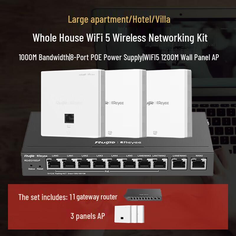 Ruijie Комплект Mesh точок доступу WiFi для всього будинку
Ruijie Комплект Mesh точок доступу WiFi для всього будинку