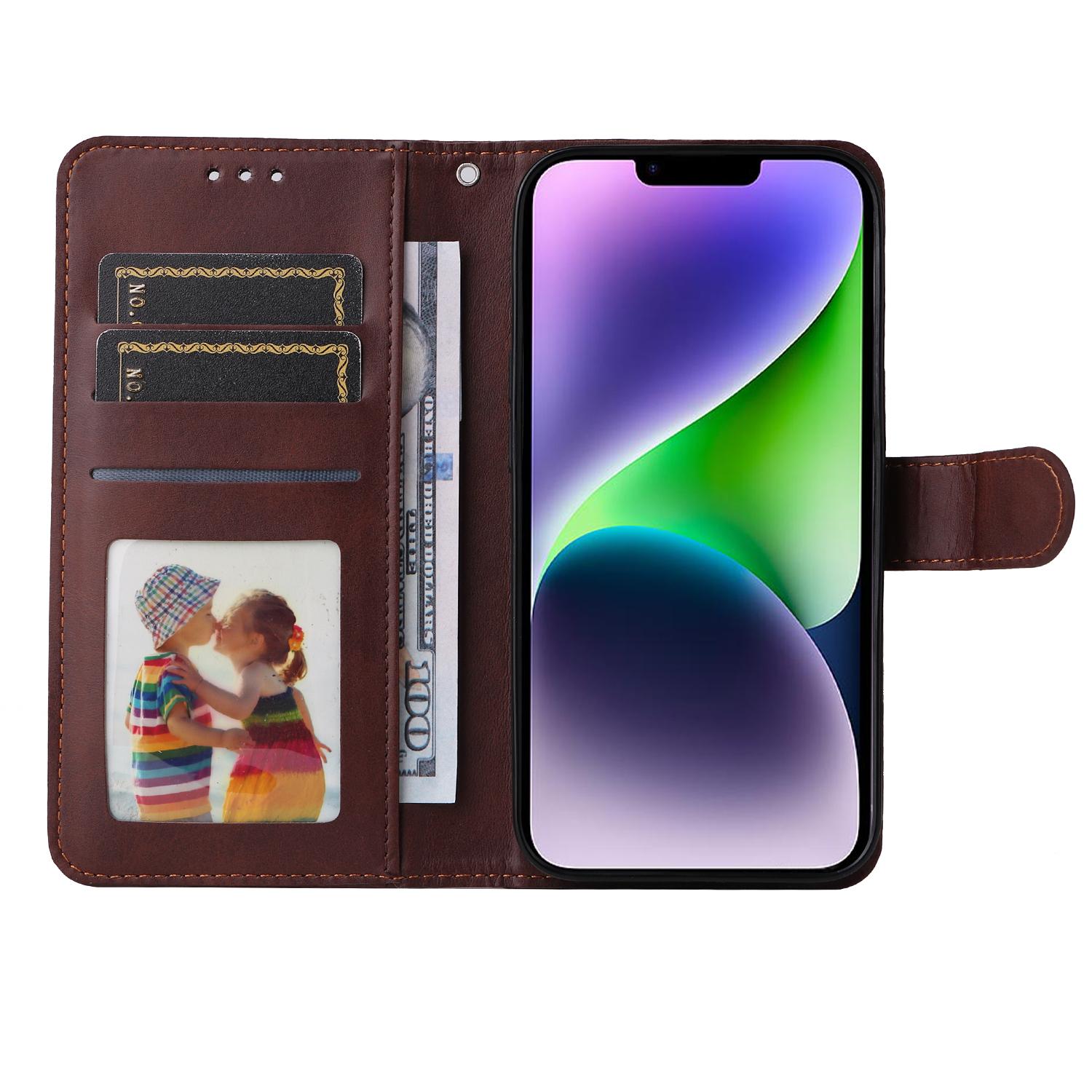 For iPhone 15 Plus Wallet Phone Case Calf Texture Anti-Scratch PU Leather Smartphone Shell Flip Stand Cover Brown
For iPhone 15 Plus Wallet Phone Case Calf Texture Anti-Scratch PU Leather Smartphone Shell Flip Stand Cover Brown