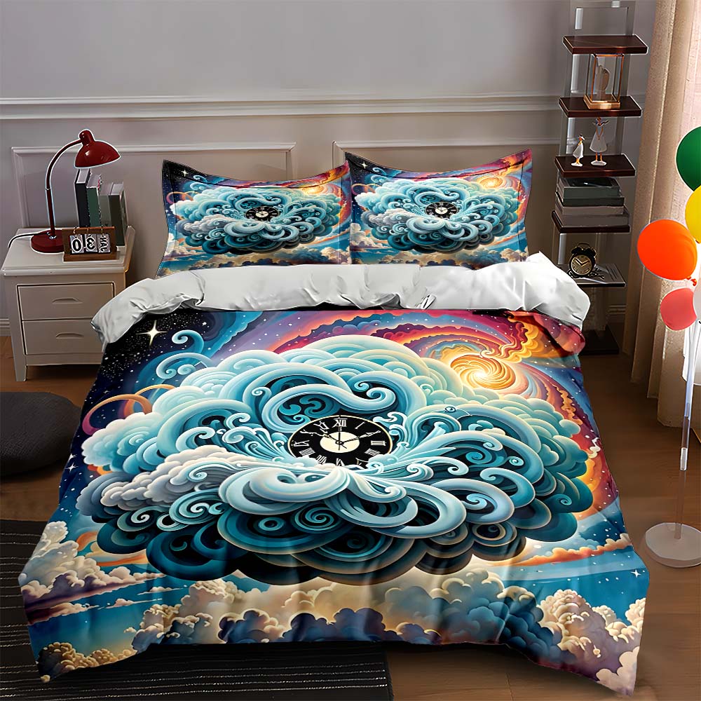 Swirling cloud clock Bedding Duvet cover sets Duvet covers Pillowcases gifts (1 * Duvet Cover 2 * Pillowcases, without duvet insert) 135x200cm
Swirling cloud clock Bedding Duvet cover sets Duvet covers Pillowcases gifts (1 * Duvet Cover 2 * Pillowcases, without duvet insert) 135x200cm