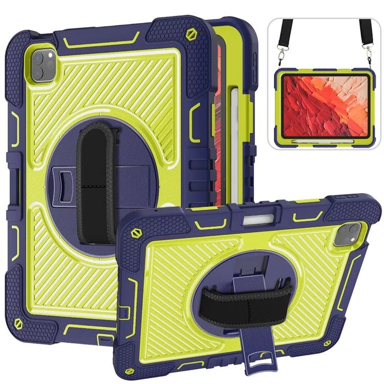 For iPad Pro 11 (2024) Case Kickstand Silicone + PC Tablet Cover with Hand Shoulder Strap
For iPad Pro 11 (2024) Case Kickstand Silicone + PC Tablet Cover with Hand Shoulder Strap