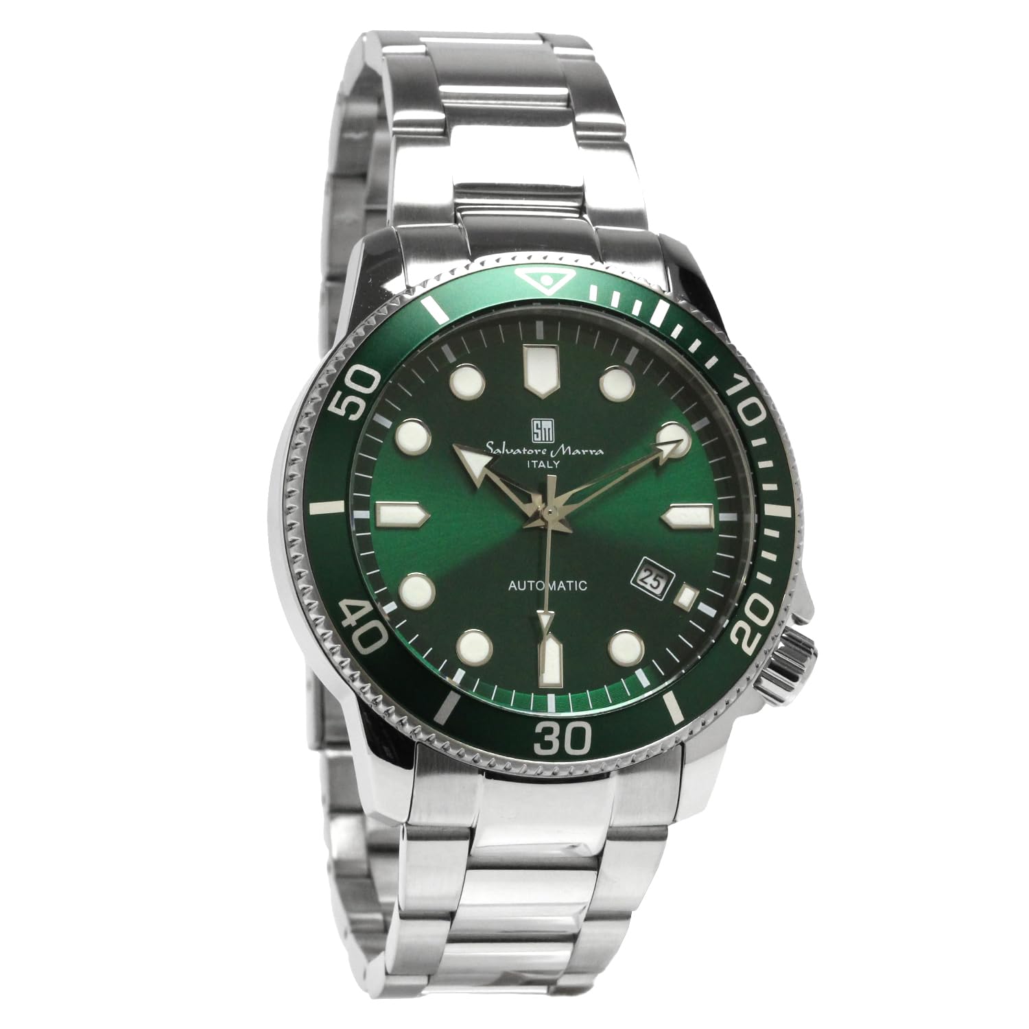 Salvatore Marra Salvatore Marra Automatic Watch Manual Winding Function Stainless Steel Strap Back Cover Skeleton Japanese Movement 10 ATM Water зелений
Salvatore Marra Salvatore Marra Automatic Watch Manual Winding Function Stainless Steel Strap Back Cover Skeleton Japanese Movement 10 ATM Water зелений
