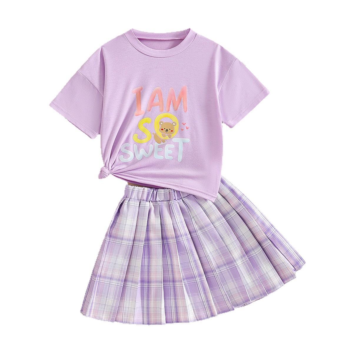 Girls Fashionable Purple Short Dress Set - Summer Children s T-shirt Pleated Skirt Two-piece Set 3-4Y
Girls Fashionable Purple Short Dress Set - Summer Children s T-shirt Pleated Skirt Two-piece Set 3-4Y