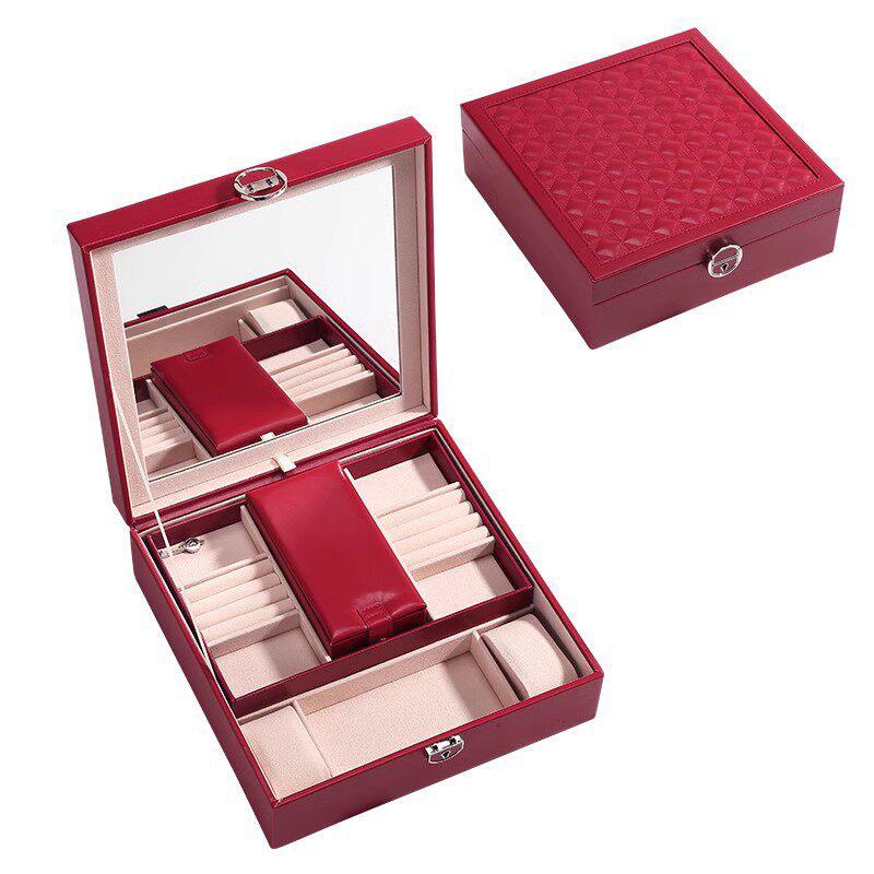 Leather Jewelry Box Portable Travel Small Jewelry Storage Boxes Luxury Large Capacity Ring Earring Organizer Box with Mirror червоний
Leather Jewelry Box Portable Travel Small Jewelry Storage Boxes Luxury Large Capacity Ring Earring Organizer Box with Mirror червоний