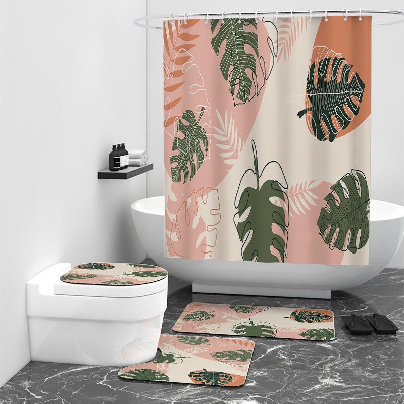 Green Leaf Theme Digital Printing Shower Curtain Free Punching Bathroom Cover Four-Piece Set Floormat40x60cm
Green Leaf Theme Digital Printing Shower Curtain Free Punching Bathroom Cover Four-Piece Set Floormat40x60cm