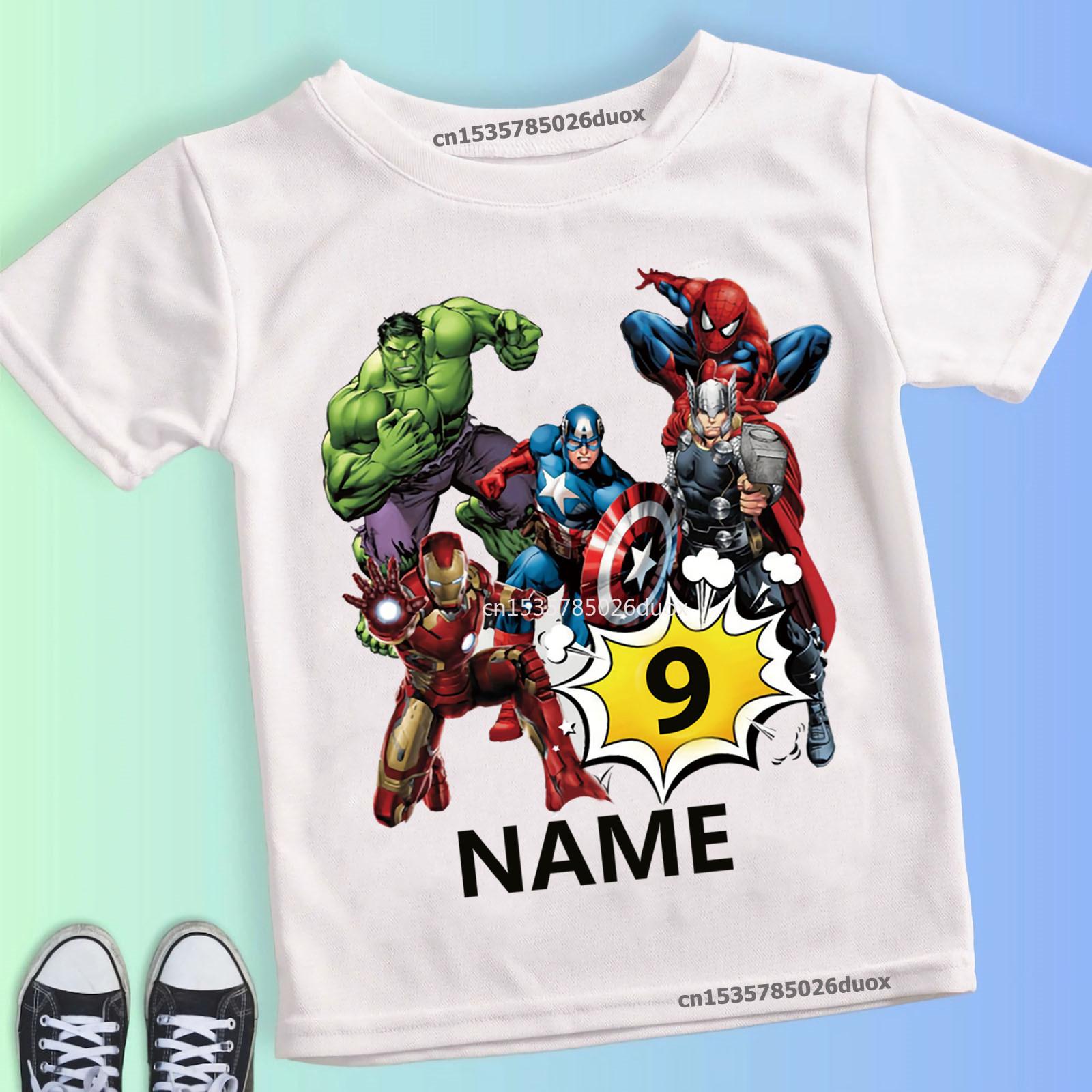 Kid Marvel Avengers Personalised Birthday Girl T-shirt Summer 2 3 4 5 6 7 8 9 SuperHero Birthday Party Short Sleeve Boys Shirts 110
Kid Marvel Avengers Personalised Birthday Girl T-shirt Summer 2 3 4 5 6 7 8 9 SuperHero Birthday Party Short Sleeve Boys Shirts 110