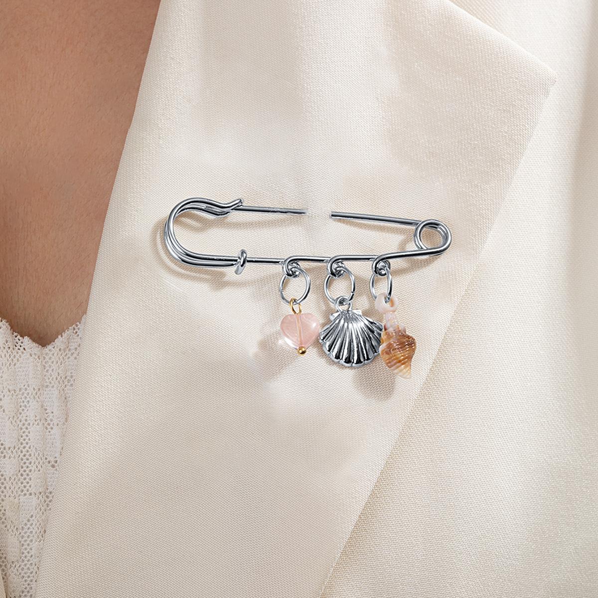 Wind and ocean element brooch, natural shell and rose quartz heart pendant, versatile clothing decorative buckle
Wind and ocean element brooch, natural shell and rose quartz heart pendant, versatile clothing decorative buckle