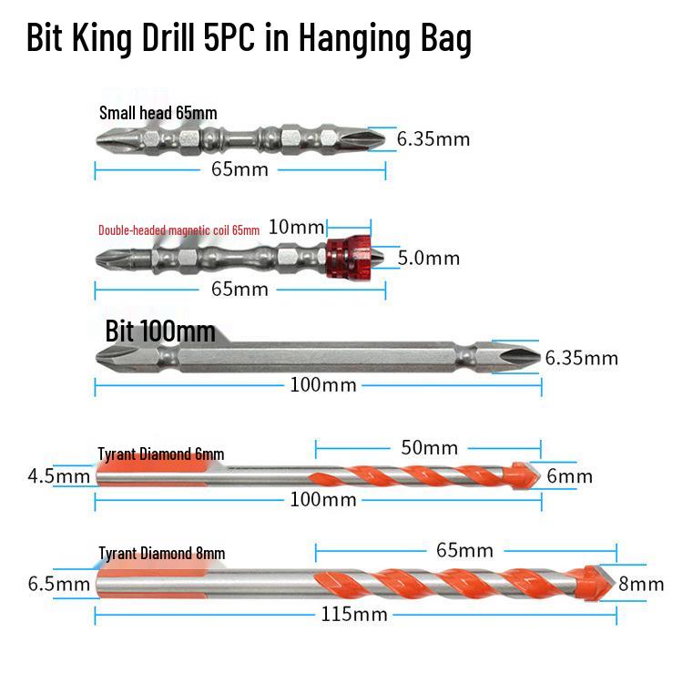 5-Piece Magnetic Phillips Screwdriver and Tile/Glass Drill Bit Set
5-Piece Magnetic Phillips Screwdriver and Tile/Glass Drill Bit Set