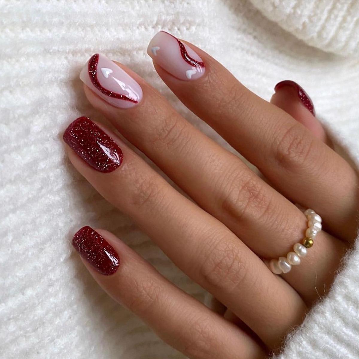 Valentine s Deep Red Glitter Love Heart Nail Stickers - Short Wearable False Nails
Valentine s Deep Red Glitter Love Heart Nail Stickers - Short Wearable False Nails
