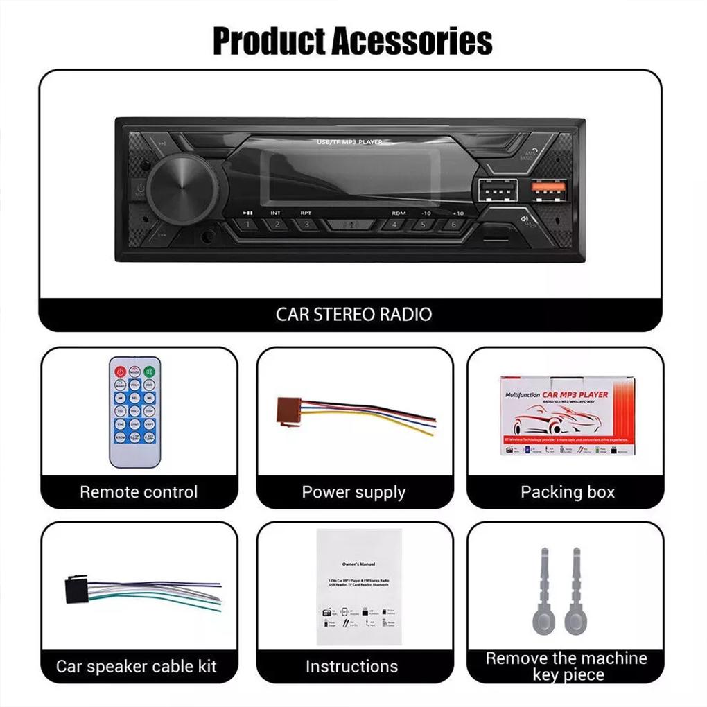 Universal Car MP3 Bluetooth Player Car Multimedia Radio 1Din 12V Car Radio Bluetooth Hands-Free 2USB AUX FM ISO Port Support RC as shown
Universal Car MP3 Bluetooth Player Car Multimedia Radio 1Din 12V Car Radio Bluetooth Hands-Free 2USB AUX FM ISO Port Support RC as shown