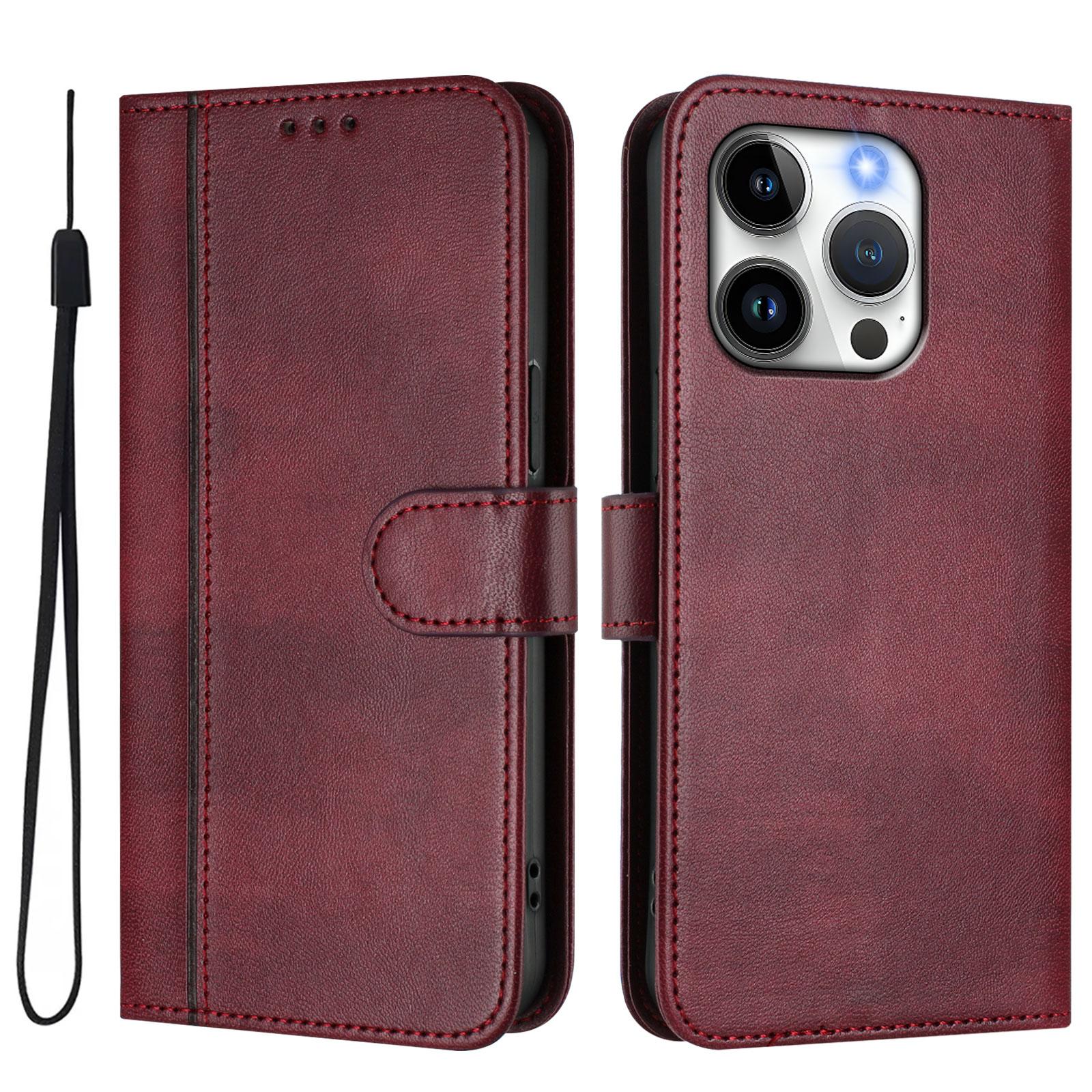 For iPhone 15 Pro Cases Wallet Stand Retro Texture Leather Phone Cover with Lanyard Wine Red
For iPhone 15 Pro Cases Wallet Stand Retro Texture Leather Phone Cover with Lanyard Wine Red