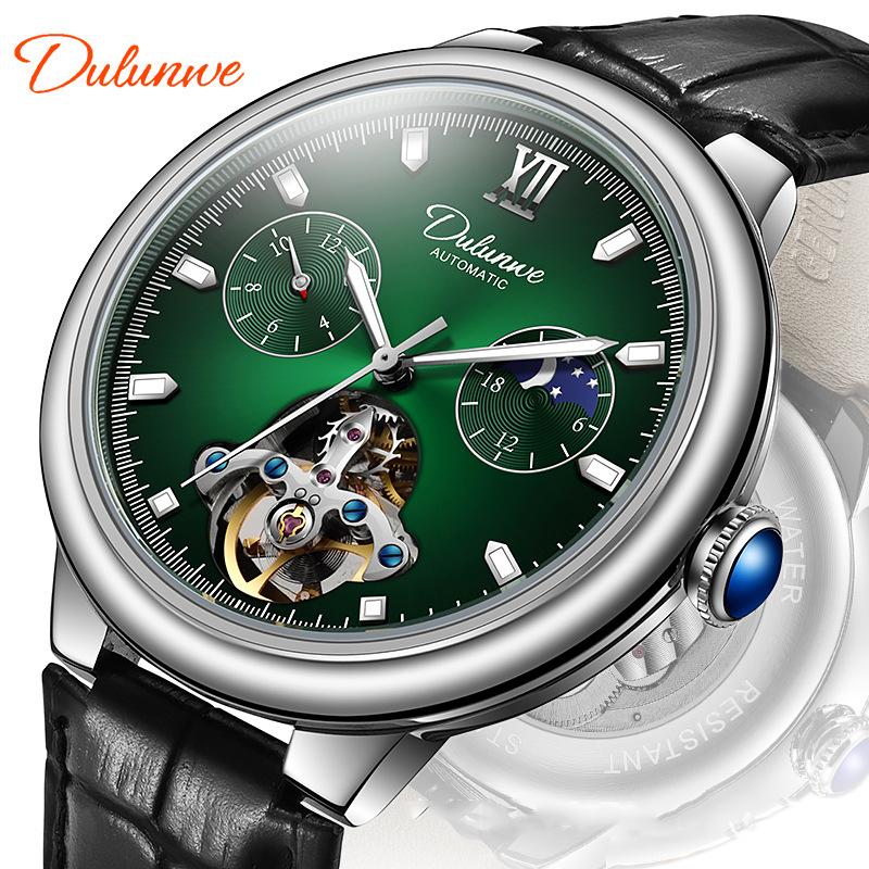 Men Mechanical Wristwatches 3ATM Waterproof Automatic Watch Moon Phase Tourbillon Sports Watch Leather зелений/чорний
Men Mechanical Wristwatches 3ATM Waterproof Automatic Watch Moon Phase Tourbillon Sports Watch Leather зелений/чорний
