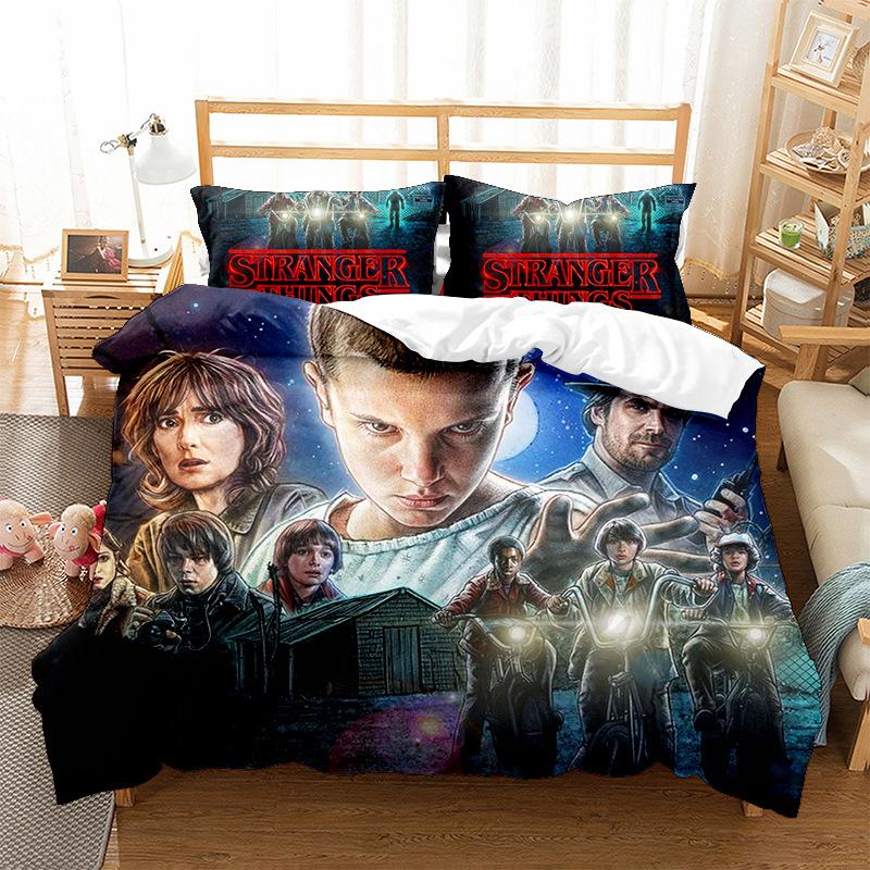 Трикомпонентний домашній текстиль Підковдра Чотирикомпонентний Stranger Things 3D Цифровий друк Підковдра Наволочка Постільна білизна 135*200
Трикомпонентний домашній текстиль Підковдра Чотирикомпонентний Stranger Things 3D Цифровий друк Підковдра Наволочка Постільна білизна 135*200