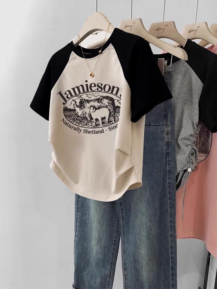Women Slim Fit Short Sleeve T-shirt Contrast Color Raglan Fashion Tops Trendy Summer Clothes New Design Sense Chic
Women Slim Fit Short Sleeve T-shirt Contrast Color Raglan Fashion Tops Trendy Summer Clothes New Design Sense Chic