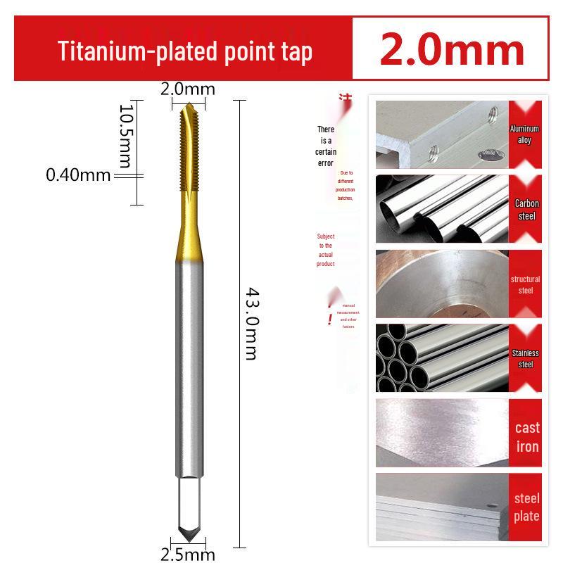 Titanium-Plated Spiral Point Machine Tap for Stainless Steel, Sizes M3-M10
Titanium-Plated Spiral Point Machine Tap for Stainless Steel, Sizes M3-M10