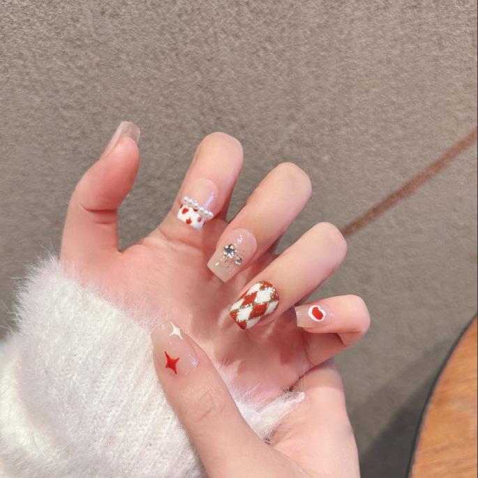 Chunshan Sweet Mocha Champagne French Heart Boutique Handmade Wearable Nail Art Medium M
Chunshan Sweet Mocha Champagne French Heart Boutique Handmade Wearable Nail Art Medium M