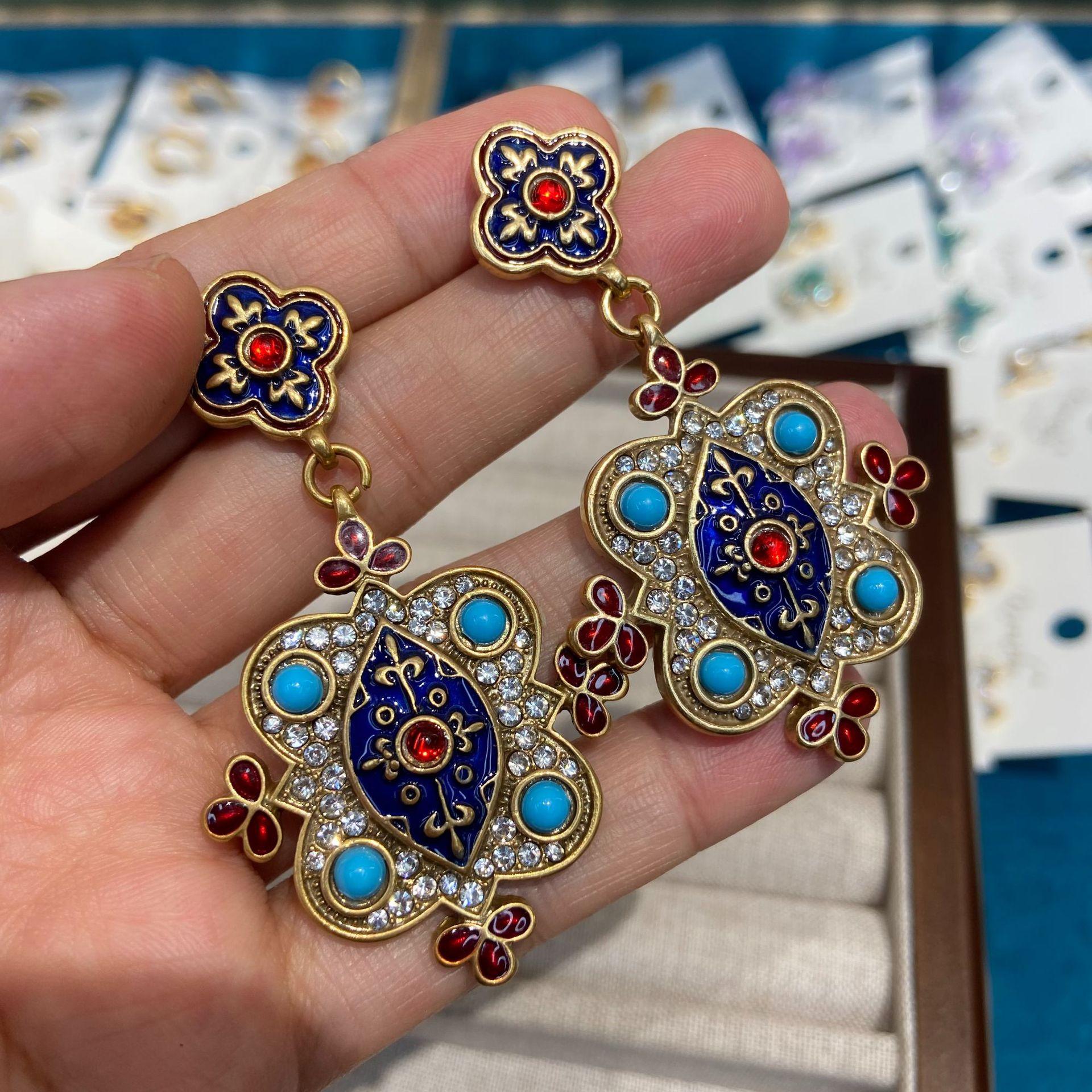 Wran Medieval Vintage Guochao Fashion Cloisonne Diamond Earrings Women, Retro Court Style Earrings
Wran Medieval Vintage Guochao Fashion Cloisonne Diamond Earrings Women, Retro Court Style Earrings