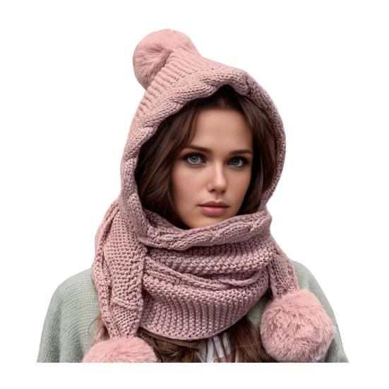 Зимняя теплая вязаная шапка однотонная с плюшевым помпоном, с узором «коса», шерстяной капюшон-шарф, головной убор для холодной погоды розовый
Зимняя теплая вязаная шапка однотонная с плюшевым помпоном, с узором «коса», шерстяной капюшон-шарф, головной убор для холодной погоды розовый