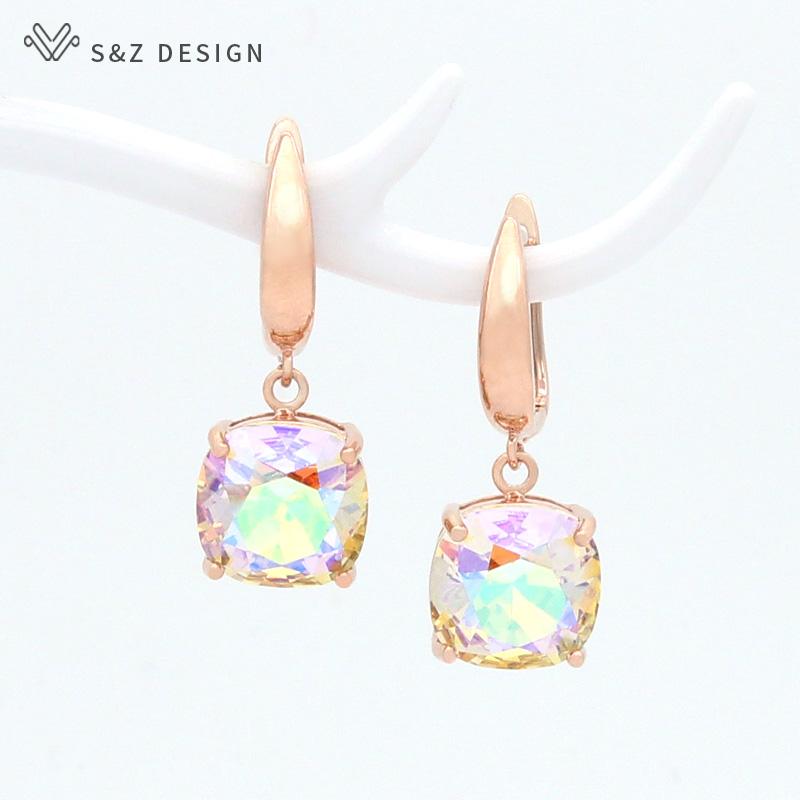 S&Z DESIGN Korean Fashion Square Crystal Dangle Earrings 585 Rose Gold Color Eardrop For Women Wedding Jewelry Lover Gift
S&Z DESIGN Korean Fashion Square Crystal Dangle Earrings 585 Rose Gold Color Eardrop For Women Wedding Jewelry Lover Gift
