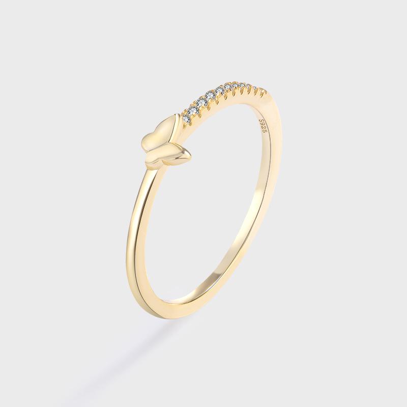 S925 Silver Adjustable Butterfly Ring with Cold-Style Korean Design and Diamond-Set Plain Band Size 8
S925 Silver Adjustable Butterfly Ring with Cold-Style Korean Design and Diamond-Set Plain Band Size 8