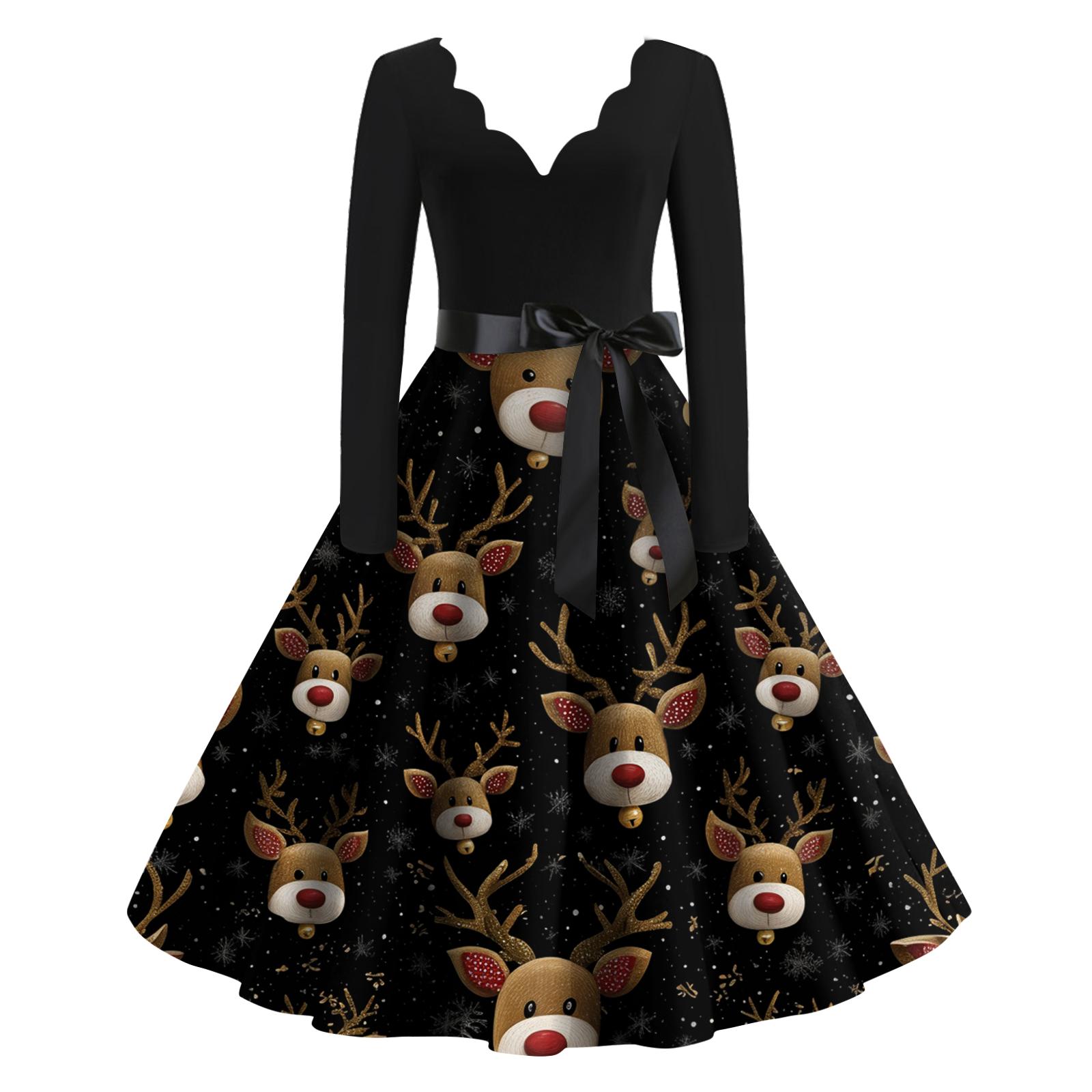Women s Casual Fashion Christmas Holiday Print V-neck Vintage Dress L
Women s Casual Fashion Christmas Holiday Print V-neck Vintage Dress L