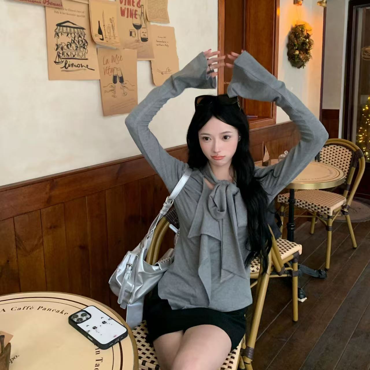 2025 New Design Lotus Leaf Ribbon Long Sleeve Top Women s Autumn Versatile Bottom Shirt Slim-fit T-Shirt One size сірий колір
2025 New Design Lotus Leaf Ribbon Long Sleeve Top Women s Autumn Versatile Bottom Shirt Slim-fit T-Shirt One size сірий колір