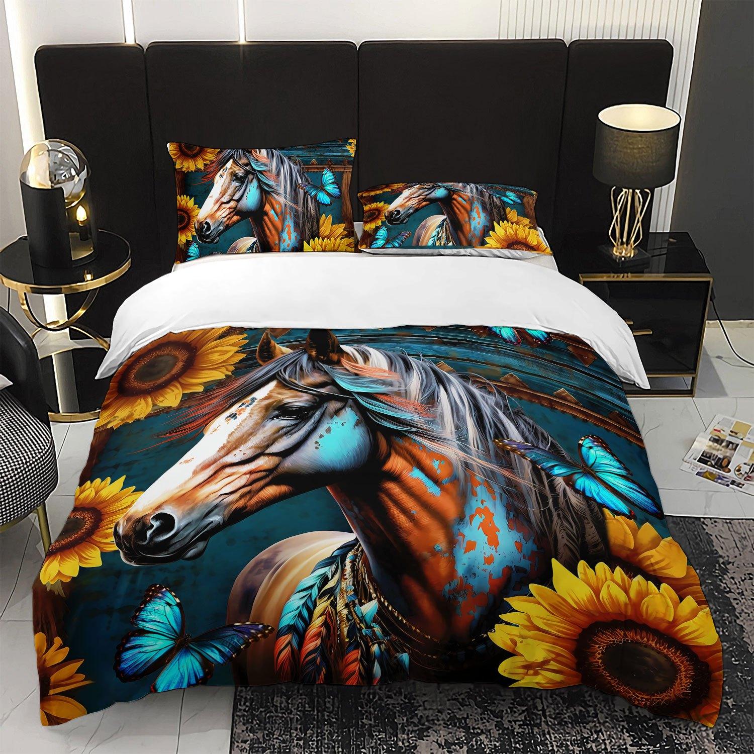 3pcs Sunflower Horse Butterfly Bedding Duvet Cover Set Bohemian Horse Bedding Set Bohemian Themed Bed Quilt Set Western Style Duvet Cover Set&EU Single(135x200cm)
3pcs Sunflower Horse Butterfly Bedding Duvet Cover Set Bohemian Horse Bedding Set Bohemian Themed Bed Quilt Set Western Style Duvet Cover Set&EU Single(135x200cm)