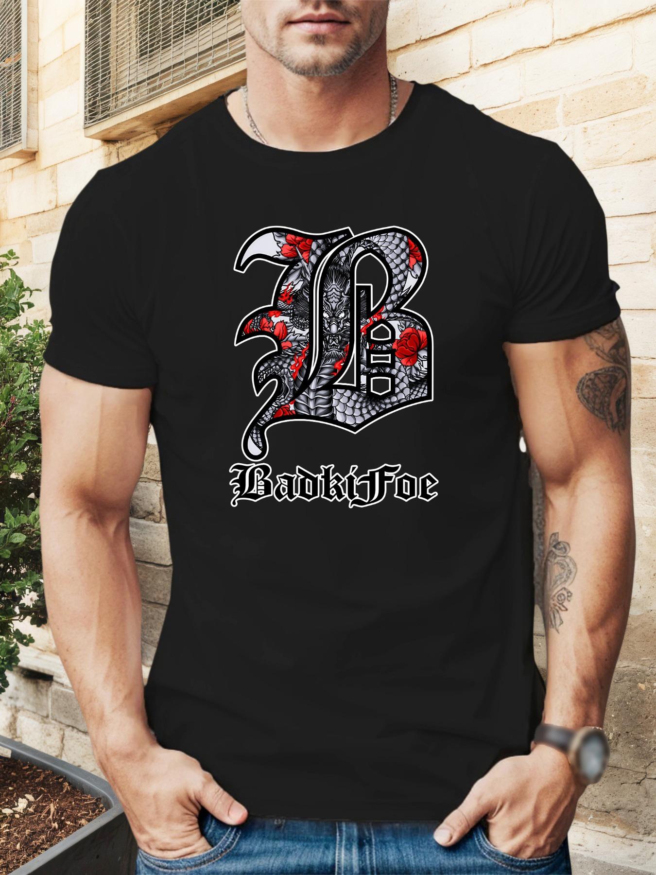 Dragon & Letter B Graphic T-shirt - Summer Casual Short Sleeve Round Neck Tee with Badkiff Foe Text XXL
Dragon & Letter B Graphic T-shirt - Summer Casual Short Sleeve Round Neck Tee with Badkiff Foe Text XXL