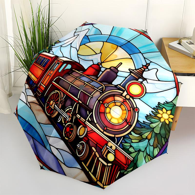 Color Retro TrainThemed Automatic Opening and Closing umbrella 8 Ribs, Suitable for Leisure and Going Out, Outdoor Accessory, Gothic Style
Color Retro TrainThemed Automatic Opening and Closing umbrella 8 Ribs, Suitable for Leisure and Going Out, Outdoor Accessory, Gothic Style