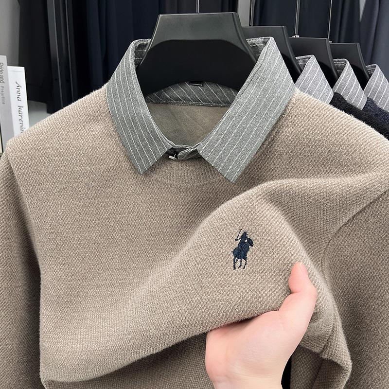Men s Thickened Fleece Sweater with Shirt Collar - Faux Two-Piece Long Sleeve Winter Knit Top XL (52)
Men s Thickened Fleece Sweater with Shirt Collar - Faux Two-Piece Long Sleeve Winter Knit Top XL (52)