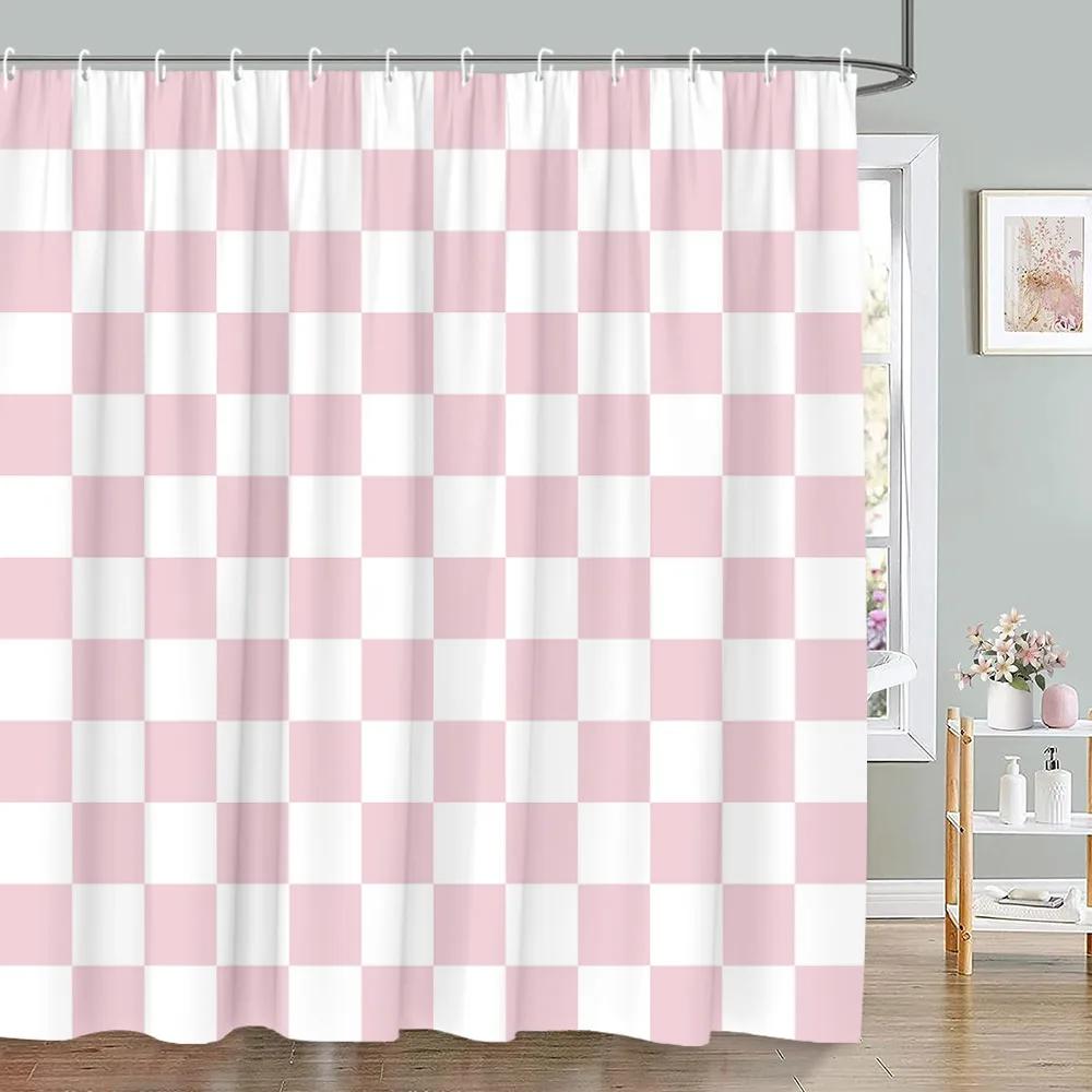 Pink Geometric Shower Curtain Minimalist Stripe Leopard Texture Creative Square Plaid Polyester Fabric Bathroom Decor Curtain W60H190(CM)-1 Pcs
Pink Geometric Shower Curtain Minimalist Stripe Leopard Texture Creative Square Plaid Polyester Fabric Bathroom Decor Curtain W60H190(CM)-1 Pcs