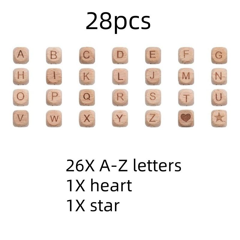 28PCS 12MM Letter Wooden Cube Beads,Large Hole Wood Spacer Beads with Star Heart for Necklaces Bracelet DIY Crafts Decor
28PCS 12MM Letter Wooden Cube Beads,Large Hole Wood Spacer Beads with Star Heart for Necklaces Bracelet DIY Crafts Decor