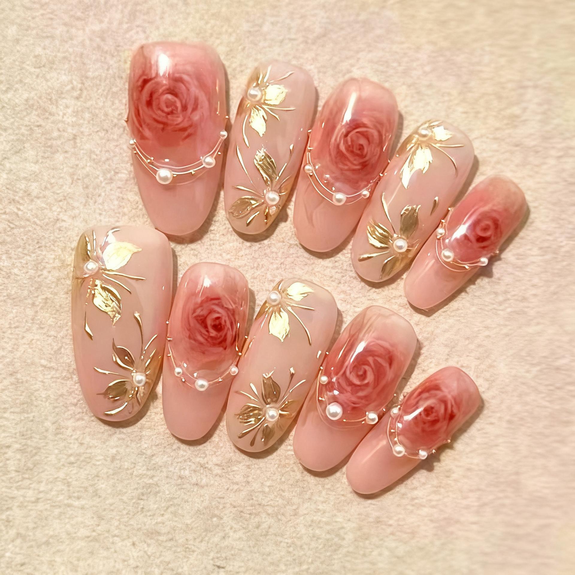 30 Pieces Valentine s Day Exquisite Pink Rose Almond Wearing Nail Gilt Flower Pearl Diamond Nail Art
30 Pieces Valentine s Day Exquisite Pink Rose Almond Wearing Nail Gilt Flower Pearl Diamond Nail Art