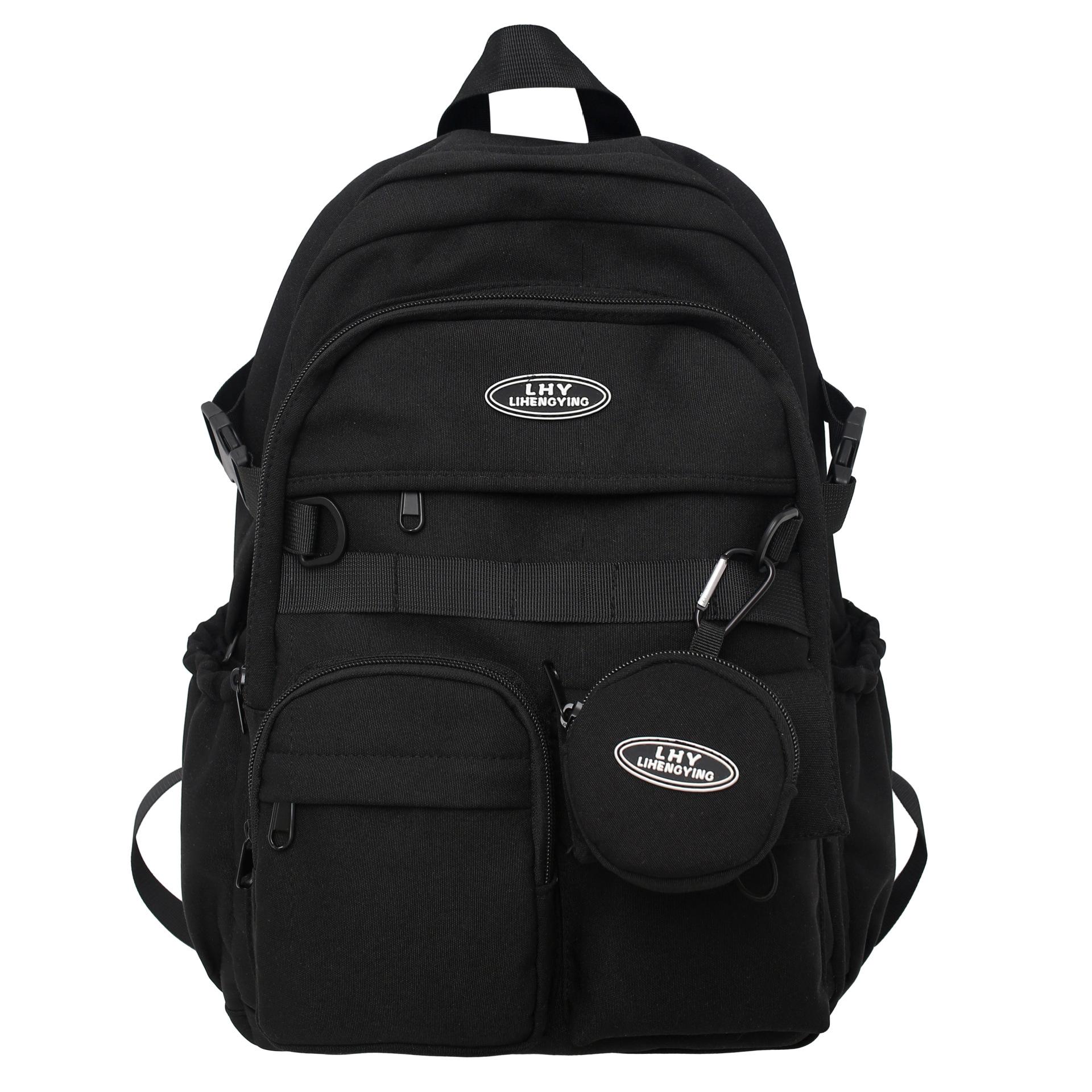 Школьная сумка для старших классов средней школы, школьная сумка для учениц, двойной рюкзак большой емкости, компьютерная сумка чёрный