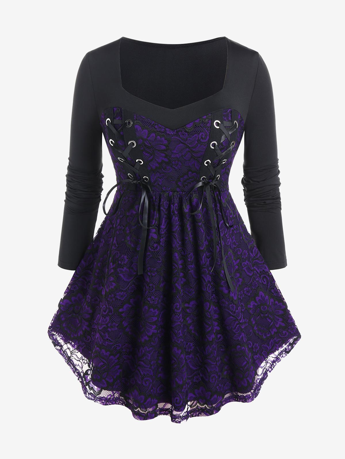 Футболка Rosegal Gothic Lace Panel со шнуровкой и расклешенным верхом 4XL фиолетовый/глубокий
Футболка Rosegal Gothic Lace Panel со шнуровкой и расклешенным верхом 4XL фиолетовый/глубокий