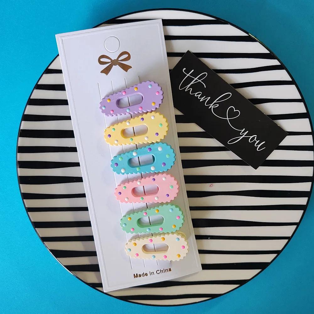 6 шт. Европейские и американские милые красочные заколки для волос в горошек, боковые зажимы для волос для девочек, женщин, детей, для вечеринки, корейские аксессуары для волос
6 шт. Европейские и американские милые красочные заколки для волос в горошек, боковые зажимы для волос для девочек, женщин, детей, для вечеринки, корейские аксессуары для волос