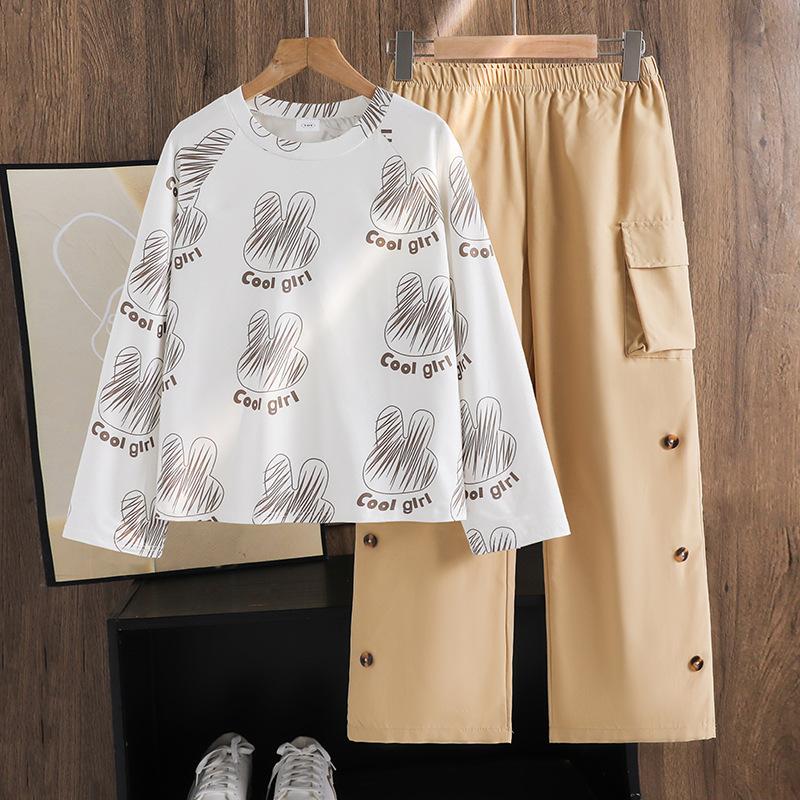 Модный комплект для девочек Осень Детский топ с длинным рукавом и принтом кролика и английской надписью, Повседневные брюки широкого кроя 130cm=8Y белый
Модный комплект для девочек Осень Детский топ с длинным рукавом и принтом кролика и английской надписью, Повседневные брюки широкого кроя 130cm=8Y белый