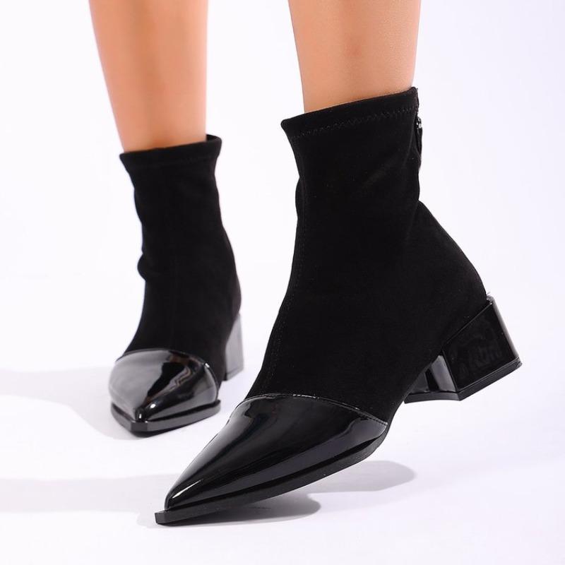 Fall Block Heel Skinny Booties Fashion Pointed Toe Leather Paneled Suede Zipper Soft Slip Pumps 42 чорний
Fall Block Heel Skinny Booties Fashion Pointed Toe Leather Paneled Suede Zipper Soft Slip Pumps 42 чорний