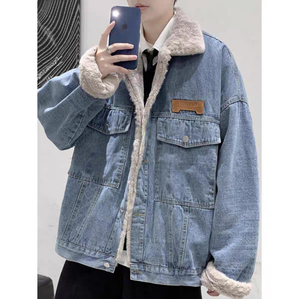 Men s Thickened Lambswool Denim Jacket - Warm Winter Workwear Coat L
Men s Thickened Lambswool Denim Jacket - Warm Winter Workwear Coat L